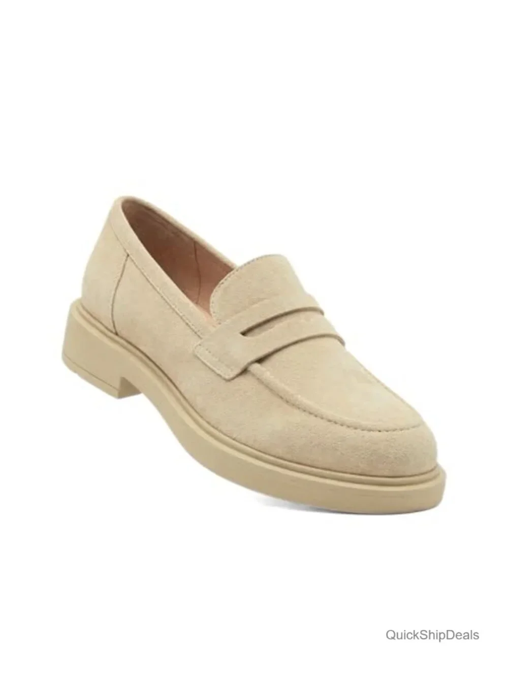 Women's Faux Suede Penny Loafers, Memory Foam Platform Slip Ons